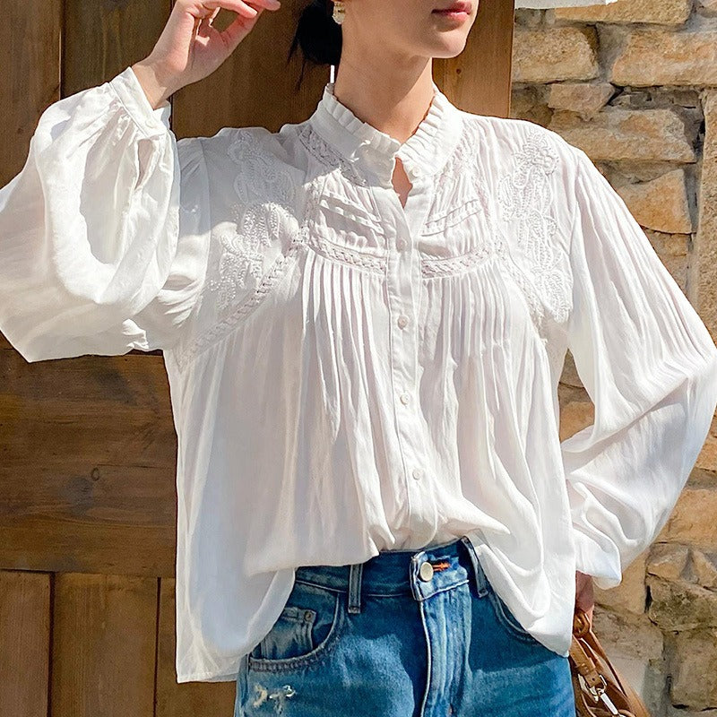 White Boho Chic Long Sleeve Shirt