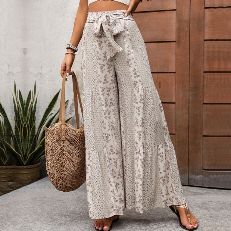 Boho Chic Print Womens Trousers Wide Leg Style