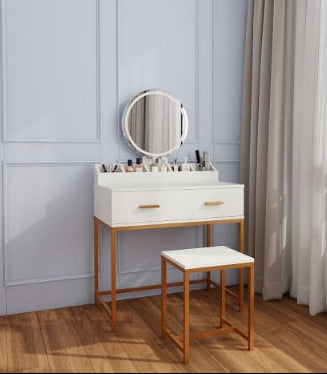 Boho Chic Vanity With Mirror And Stool