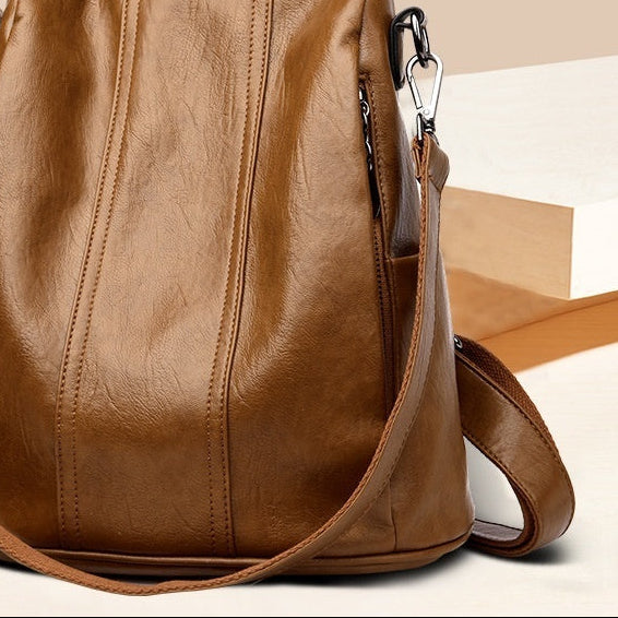 brown Boho Chic Vegan Leather Backpack