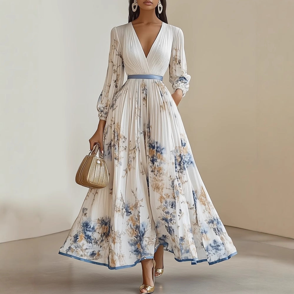 Boho Chic Wedding Guest Dress with Long Sleeves