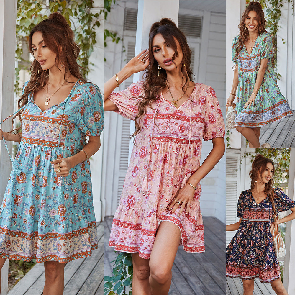 Boho Dress Mini Womens