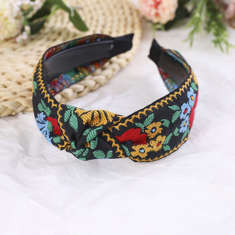 Boho Embroidered Flower Headband