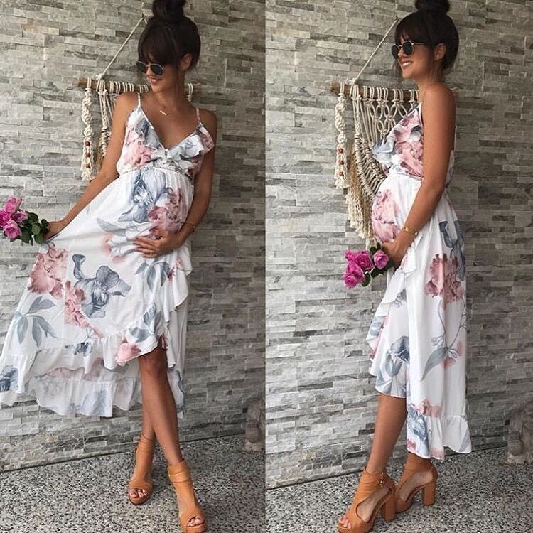 Boho Floral Print Maternity Dress