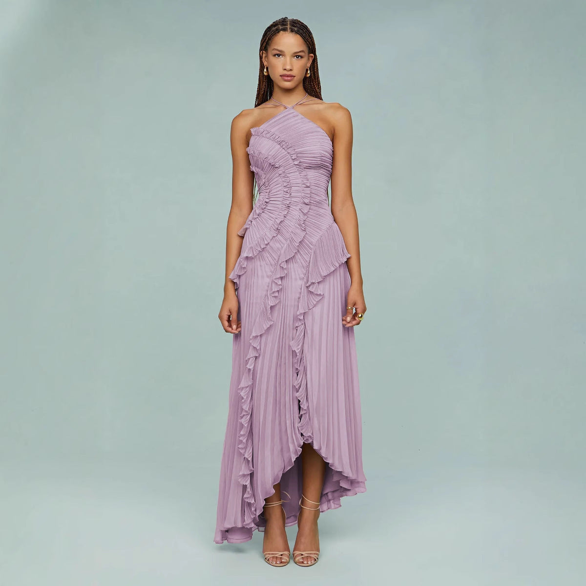 Boho Halter Wedding Guest Dress