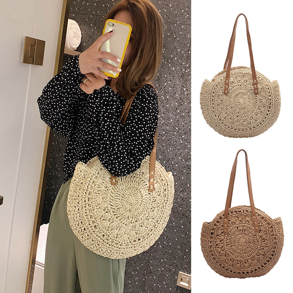 Bohemian Large Round Straw Bag for Women