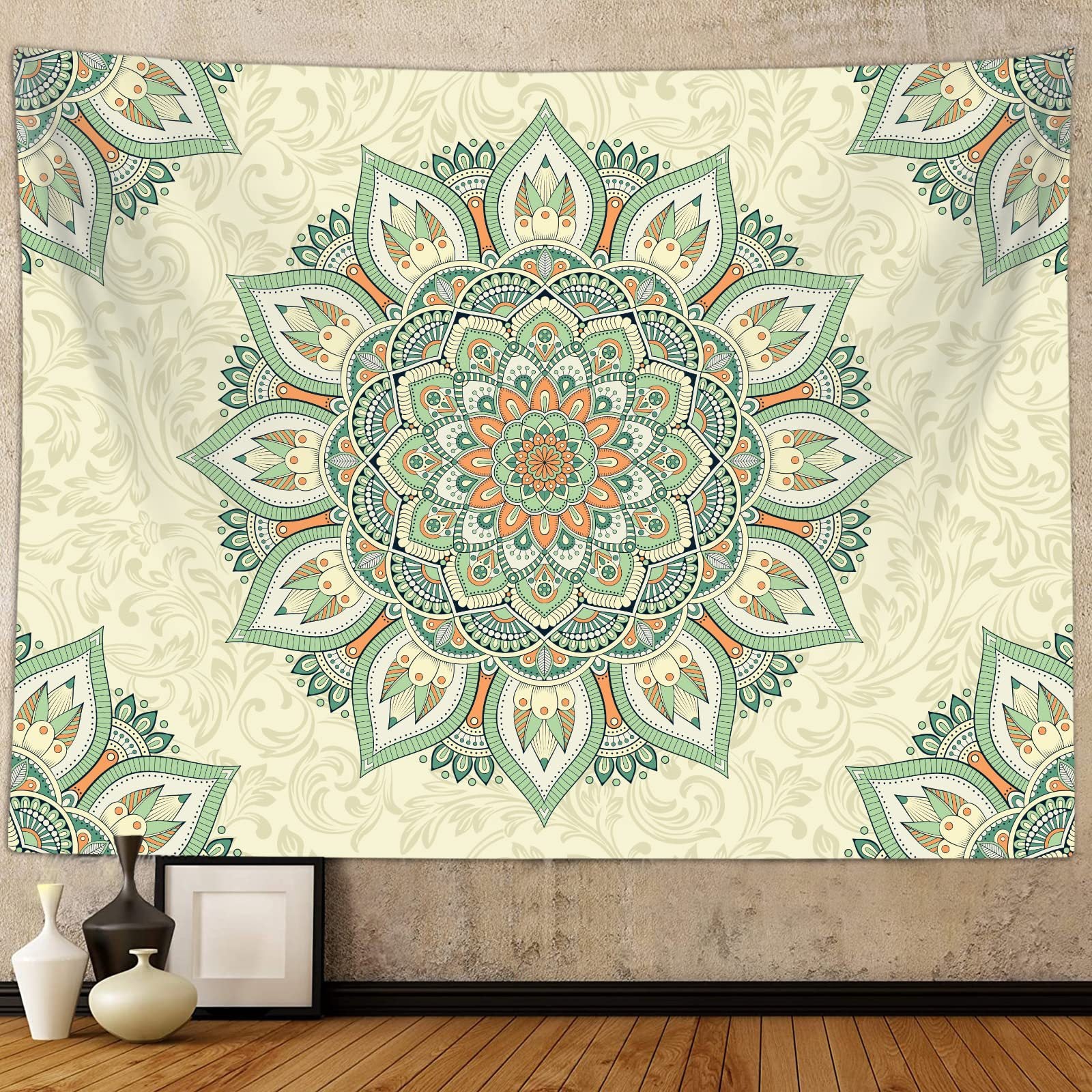 Boho Green Mandala Tapestry