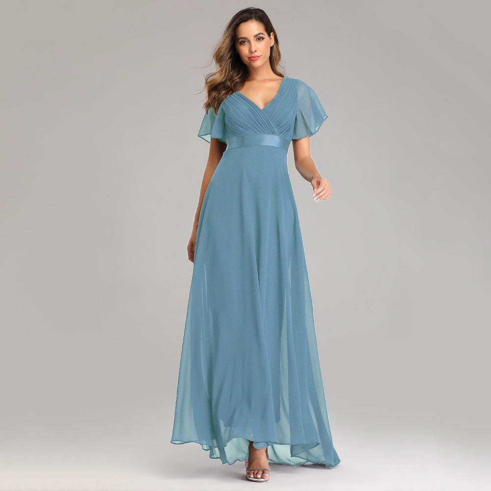 blue Boho Mother of The Groom Dress Maxi Length