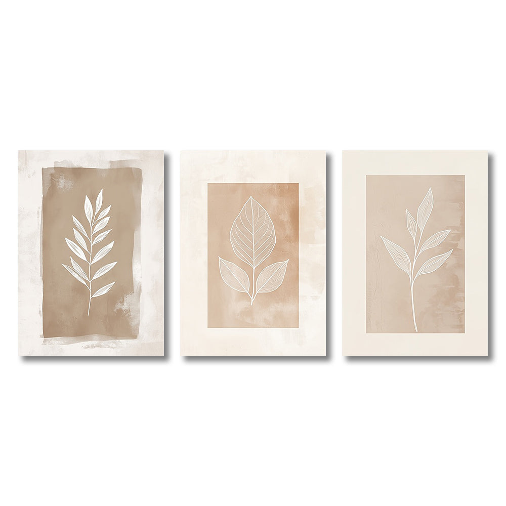 Boho Painting Posters with Plant Designs 3 Piece Set leaf