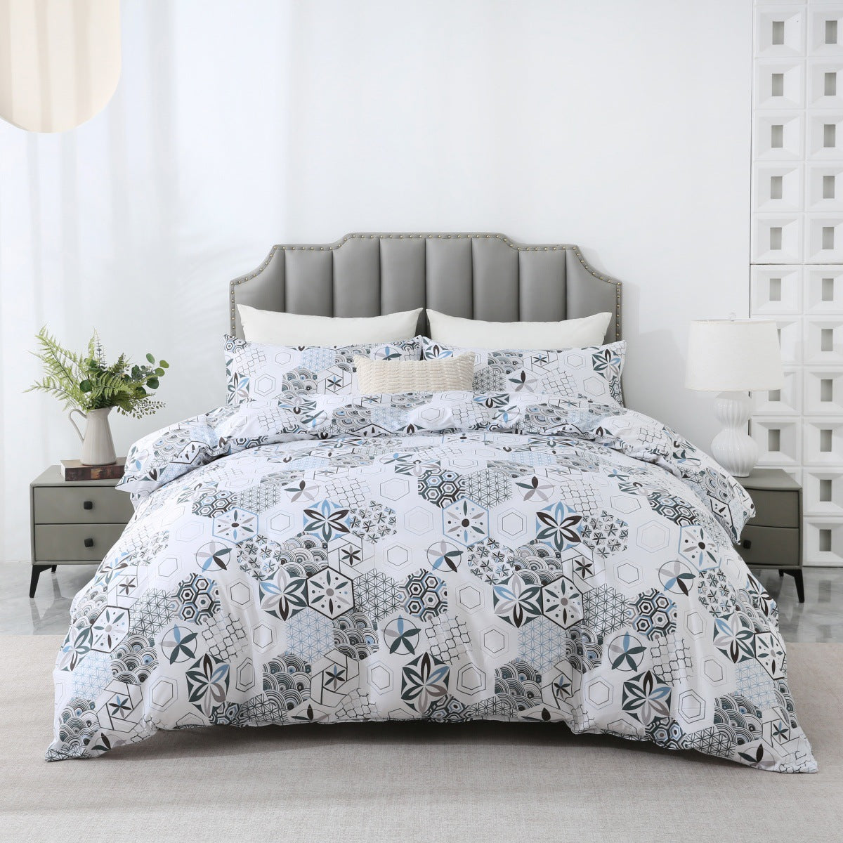 Boho Pattern Three Piece Bed Set - Duvet Cover and Pillowcases