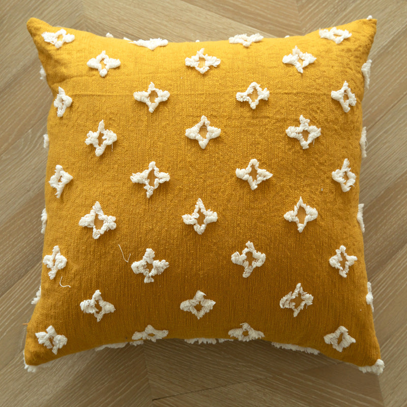 Bohemian Style Yellow Pillow Covers With Tassels