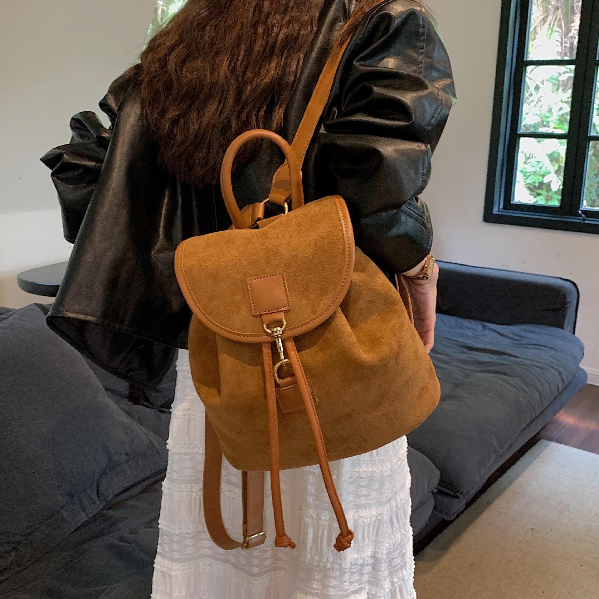 Boho Suede Backpack Bag