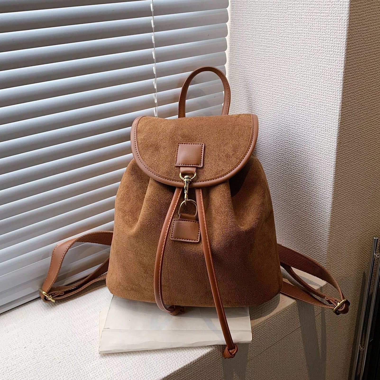 Boho Suede Backpack Bag