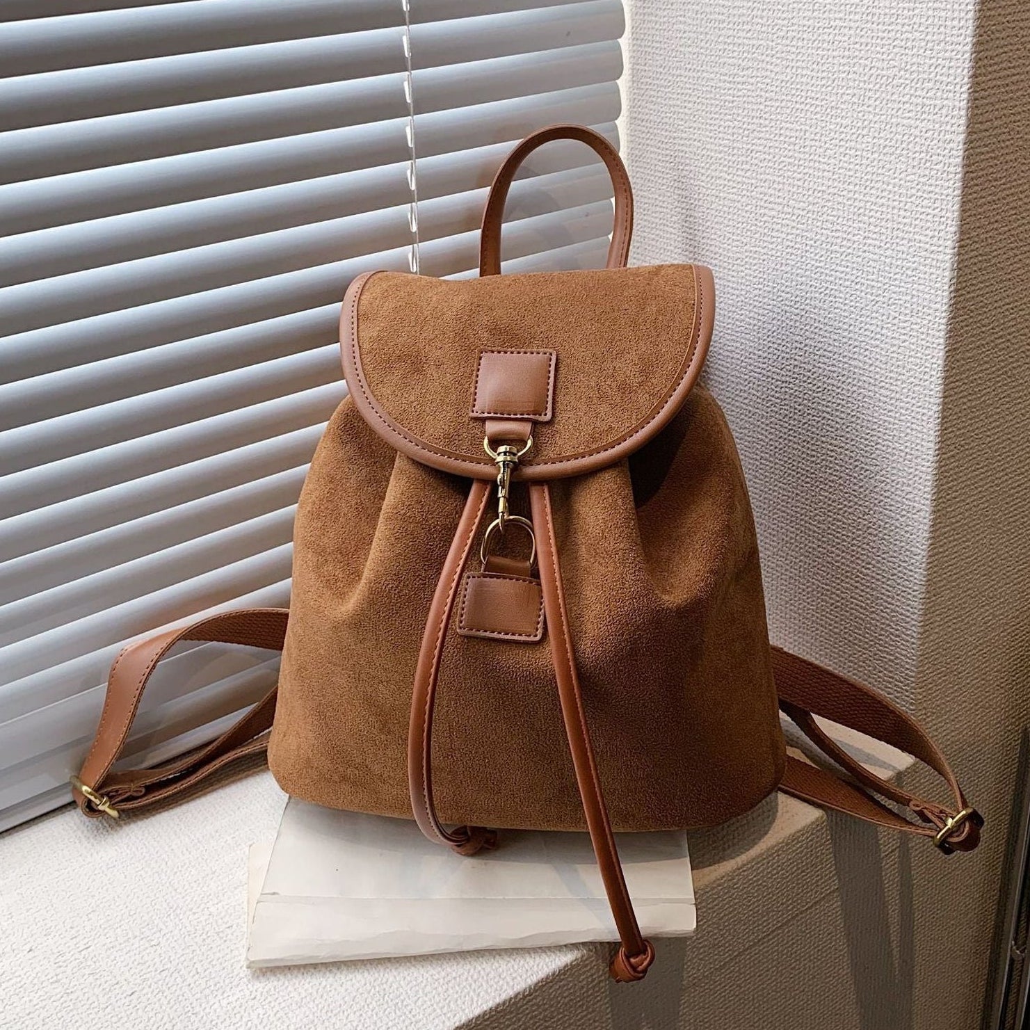 Boho Suede Backpack Bag