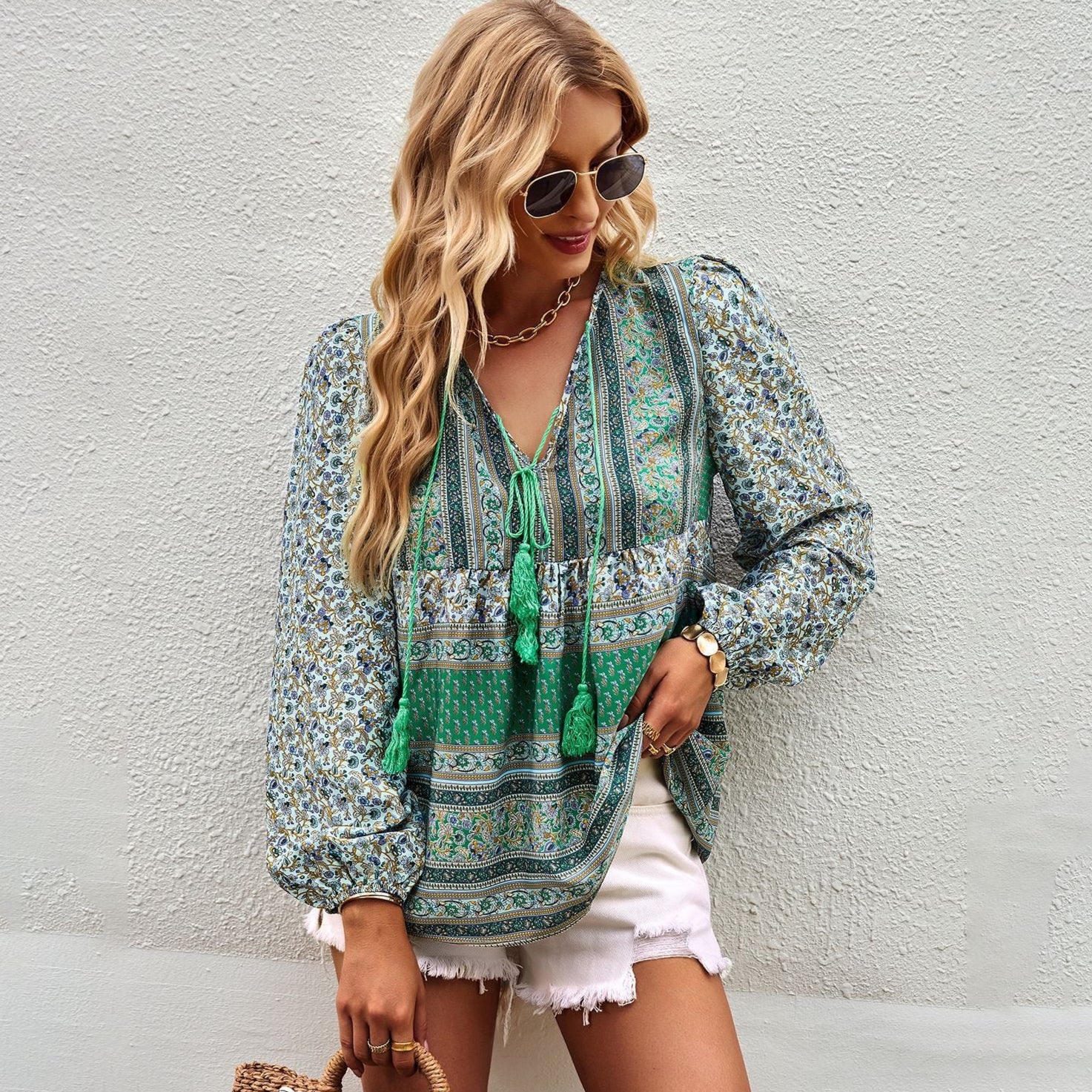 Boho Top with Tassel Strings