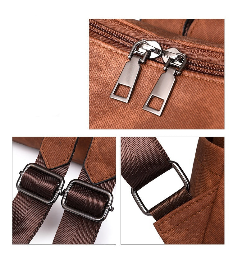 brown Boho Vegan Leather Backpack Convertible