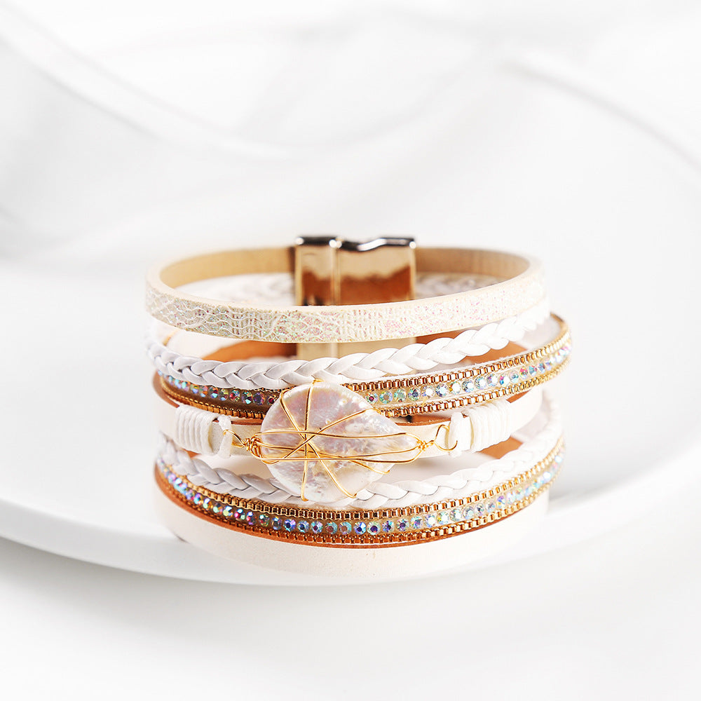 Boho Vegan Leather Bracelet Stack