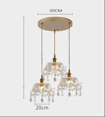 French Boho Vintage Crystal Chandelier Light
