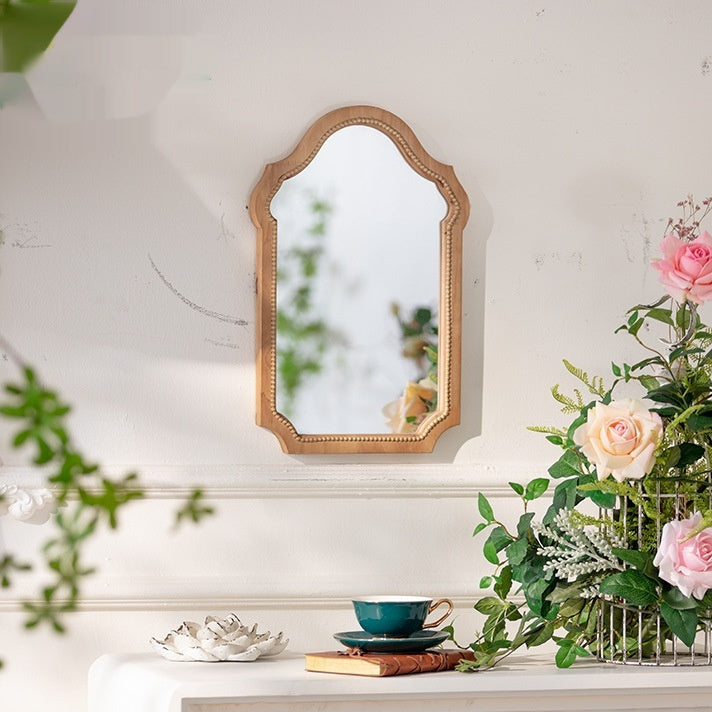 Boho Vintage Style Wooden Wall Mirror