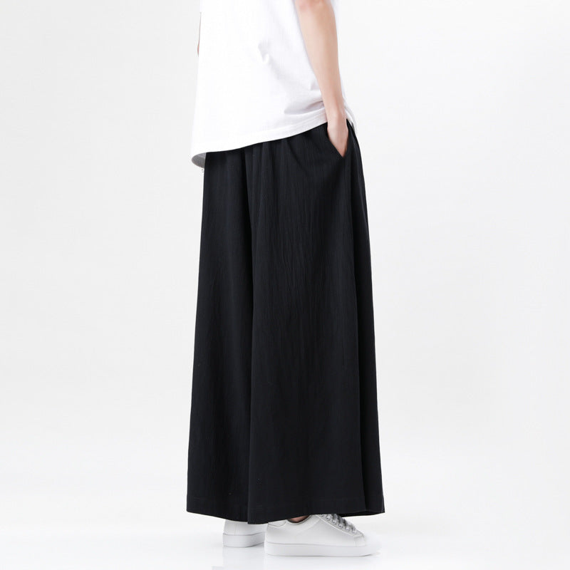 black Boho Wide Leg Trousers for Men