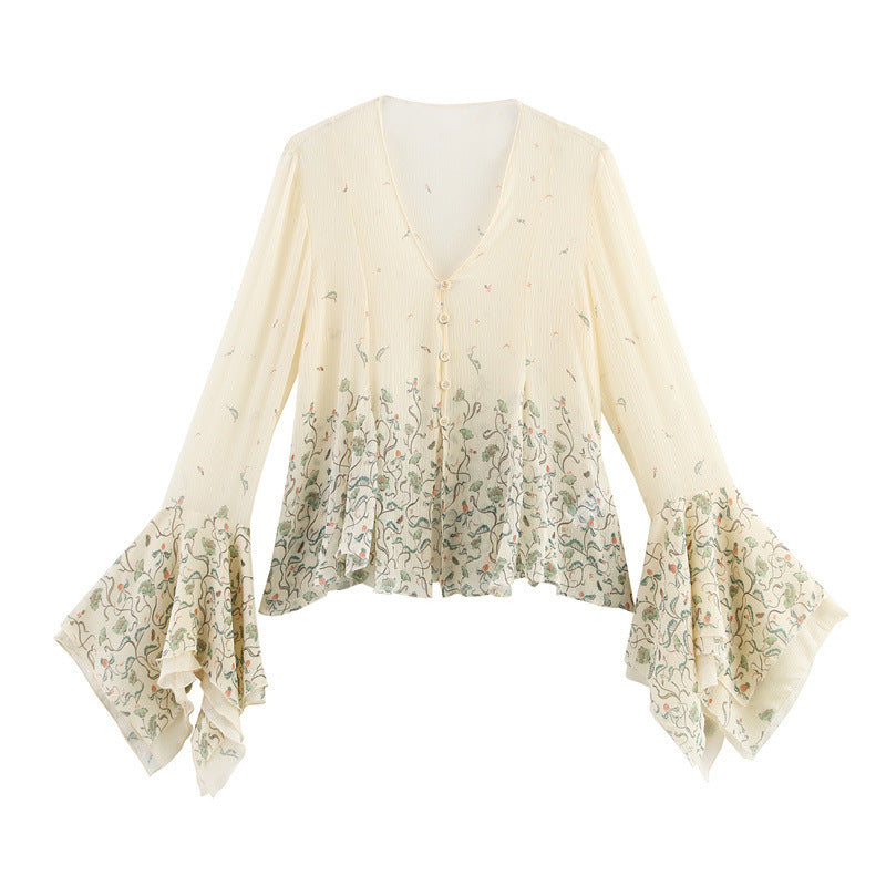 Boho Womens Shirt with Very Long Sleeves