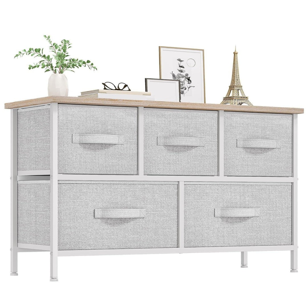 Boho Wooden Dresser with Soft Canvas Drawers Boho Wooden Dresser with Soft Canvas Drawers