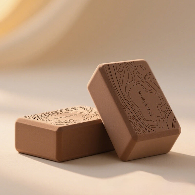Boho Yoga Bricks with "Breath and Hold" Text
