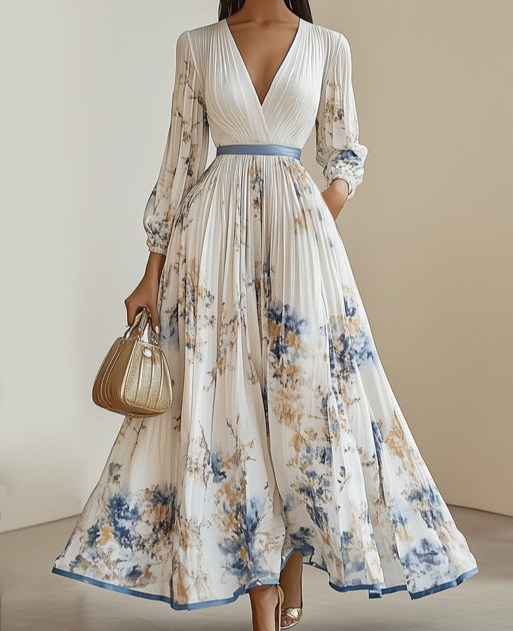 Boho Chic Wedding Guest Dress with Long Sleeves