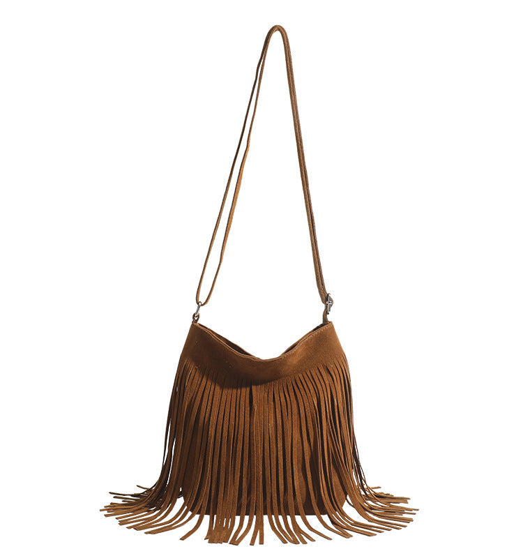 Boho Brown Fringed Suede Bag hippie