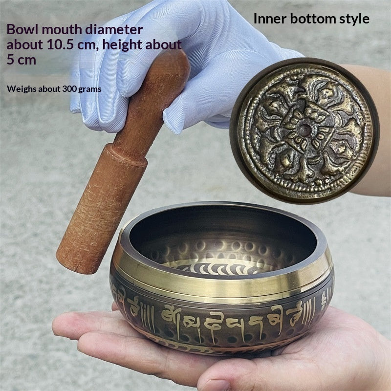 Buddhist Copper Singing Bowl with Leather Wooden Mallets - Various Sizes