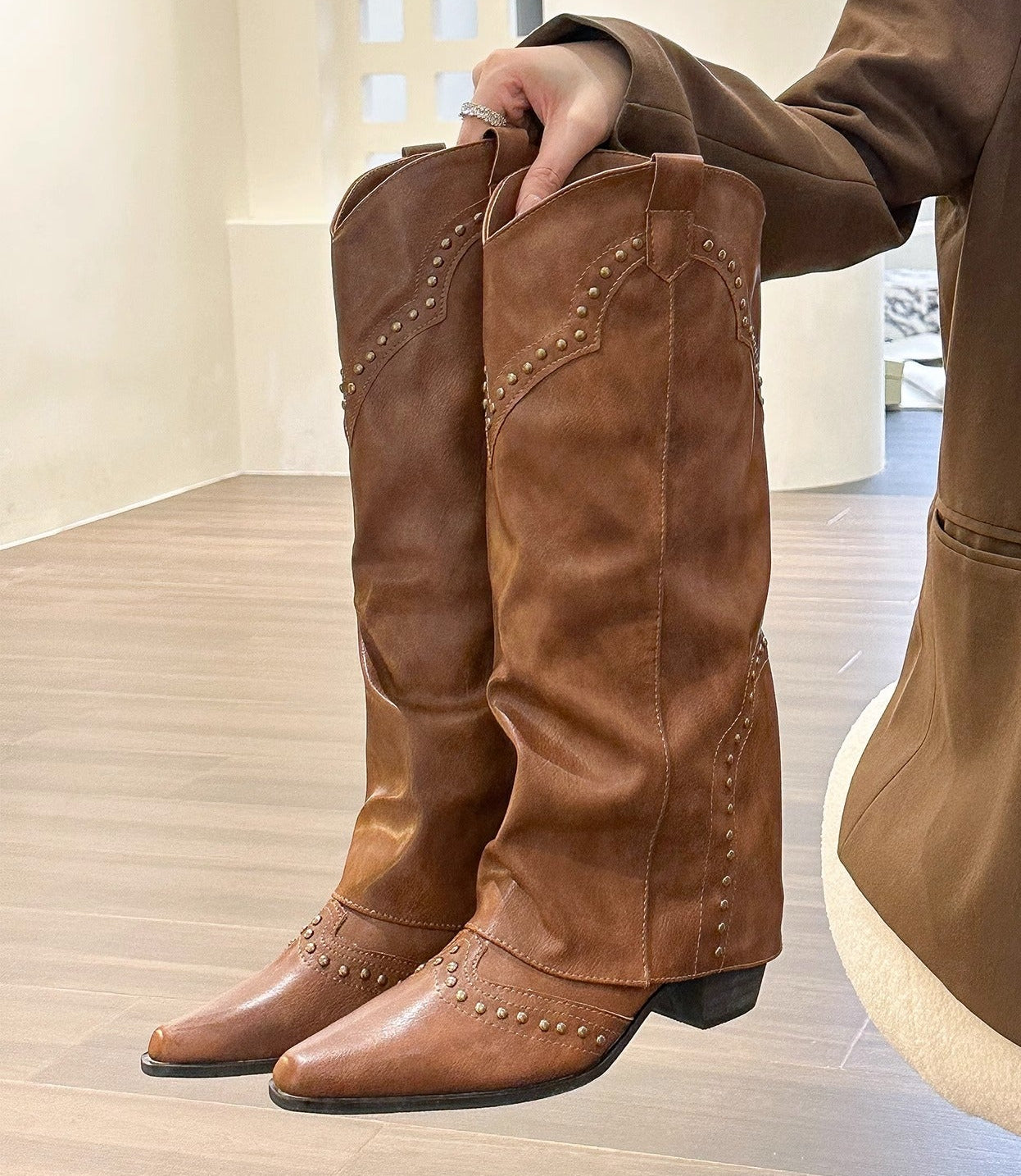 Brown Bohemian Knee High Vegan Leather Boots