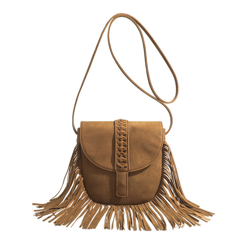 Brown Fringed Saddle Bag
