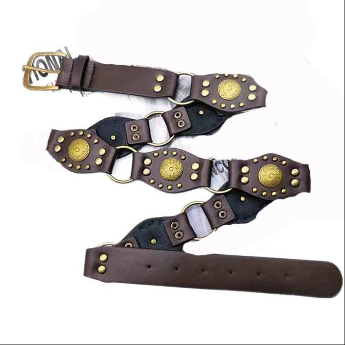 Brown Vegan Leather Boho Belt Women's