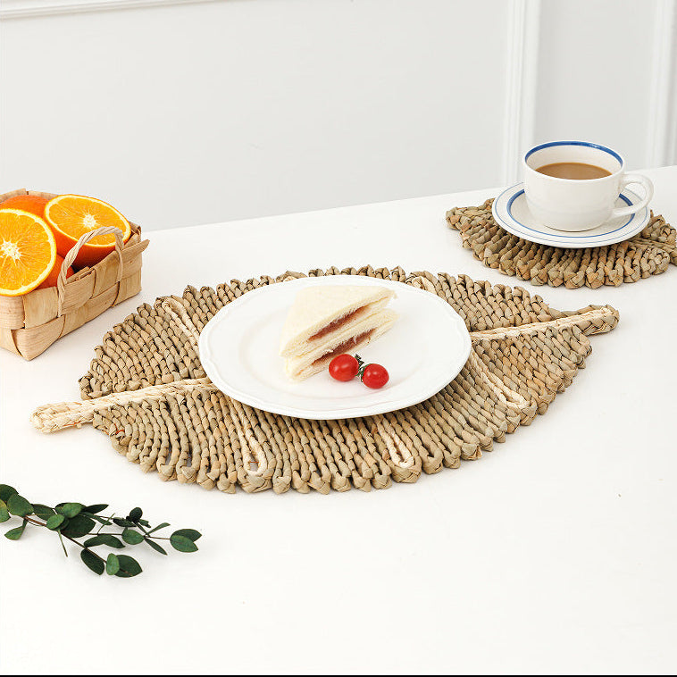 Brown Woven Leaf Shaped Placemat