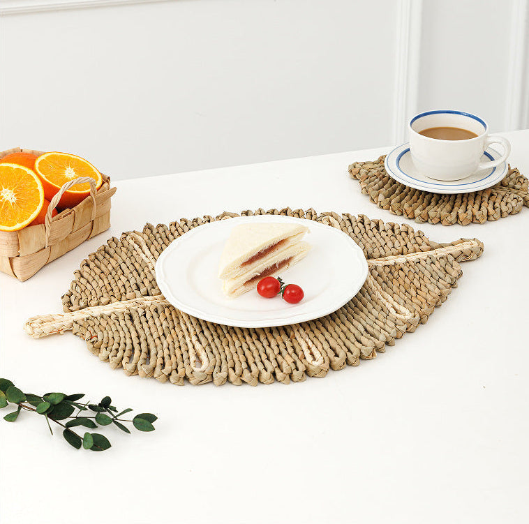Brown Woven Leaf Shaped Placemat