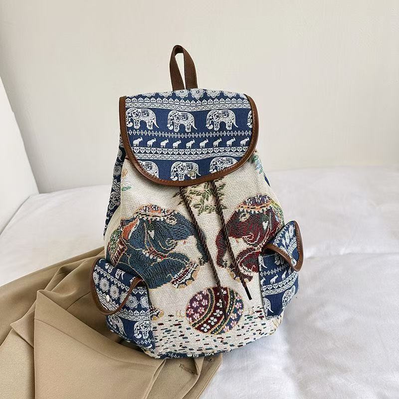 Canvas Bohemian Elephant Design Backpacks