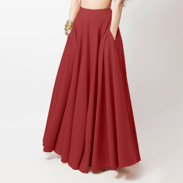 Red long skirt on a white background