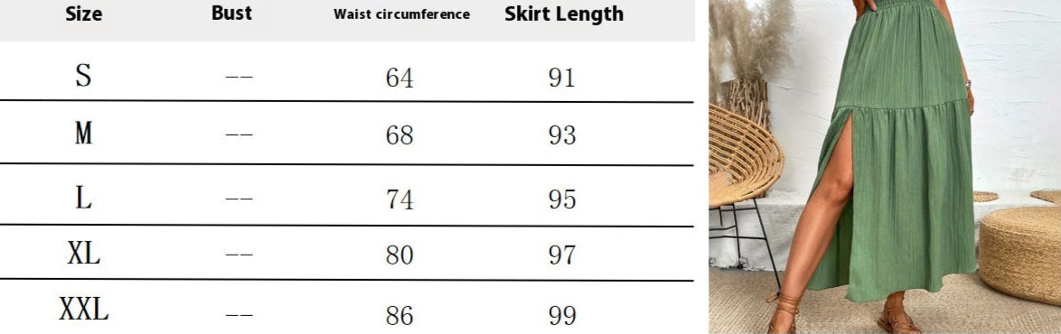 Casual Boho Midi Skirt with Slit