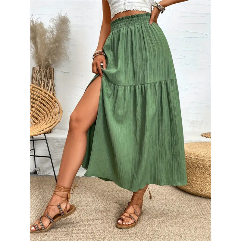 Casual Boho Midi Skirt with Slit