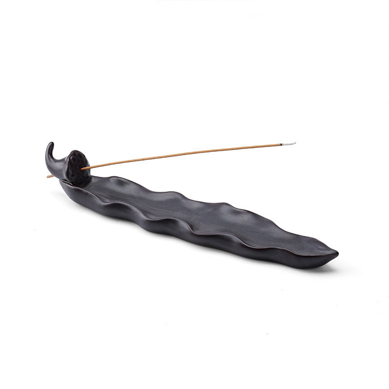 black Ceramic Lotus Root Incense Holder