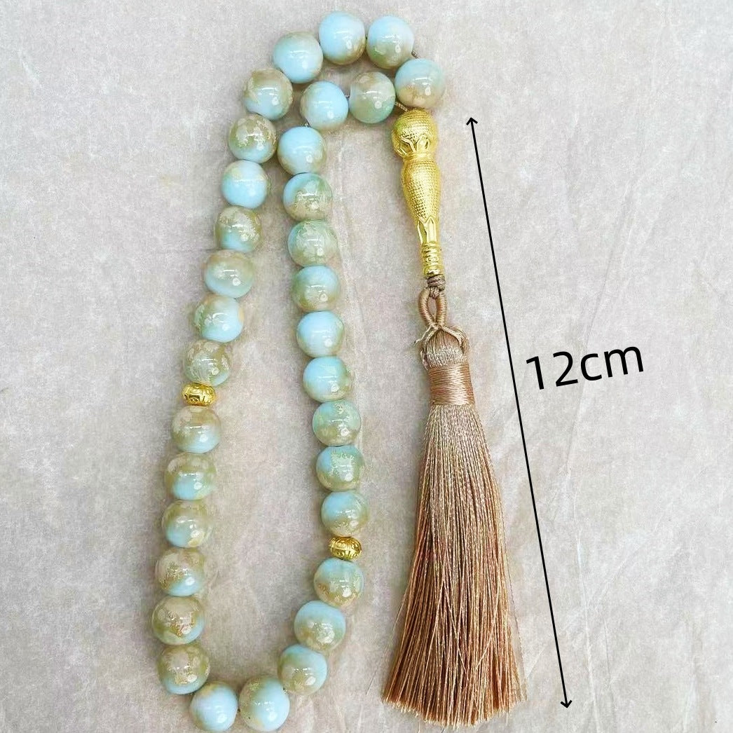 Colorful Boho Mala Beads with Tassel and Golden Charm