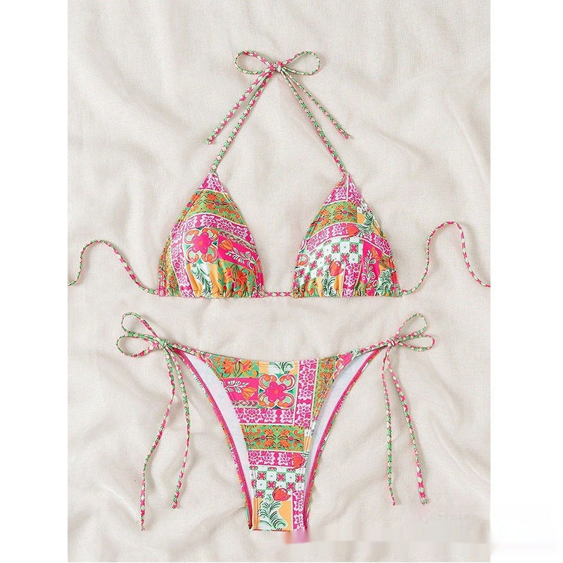 patchwork Colorful Boho Patterned Bikini Set