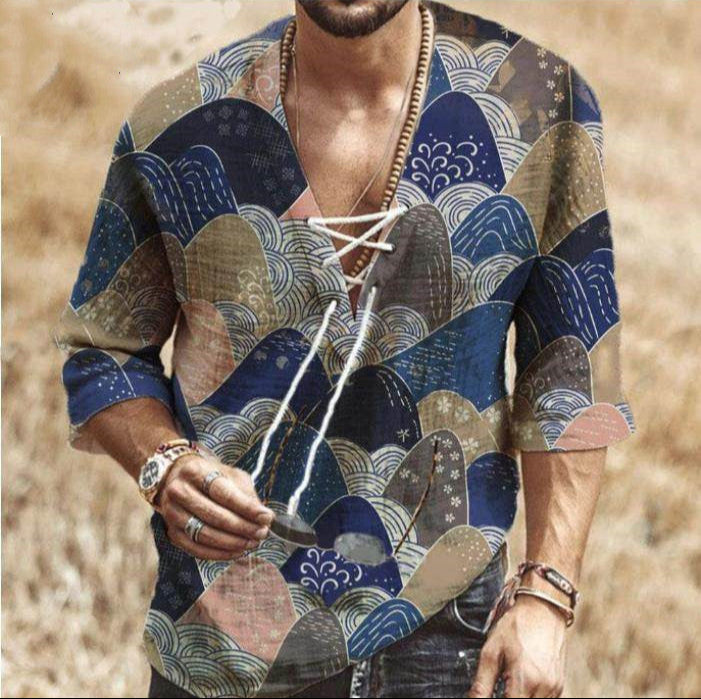 Colorful Patterned Boho Shirt for Men
