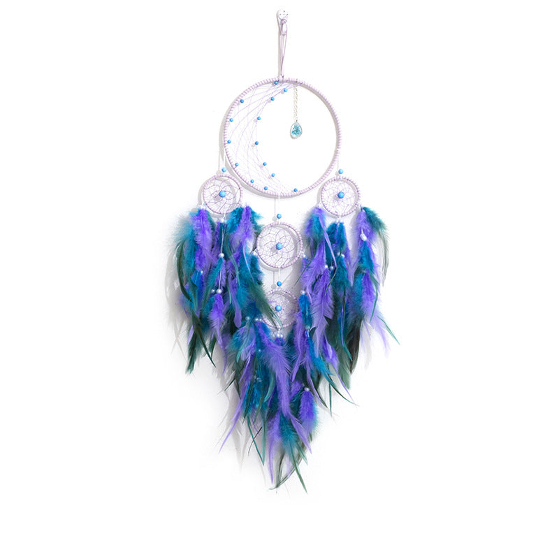 blue Colorful Dreamcatchers with Feathers
