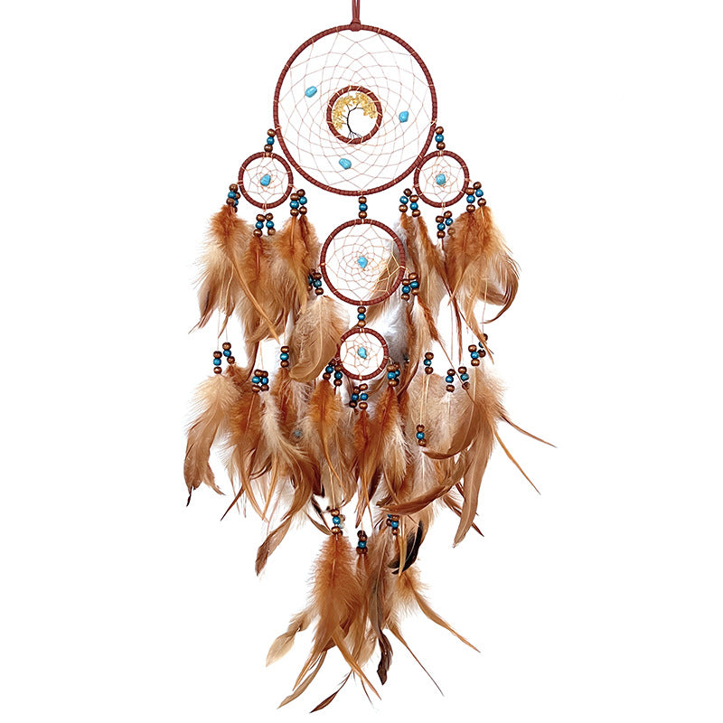brown Colorful Dreamcatchers with Feathers