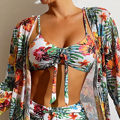 Colorful Exotic Bikini with Caftan Beach Cover Up