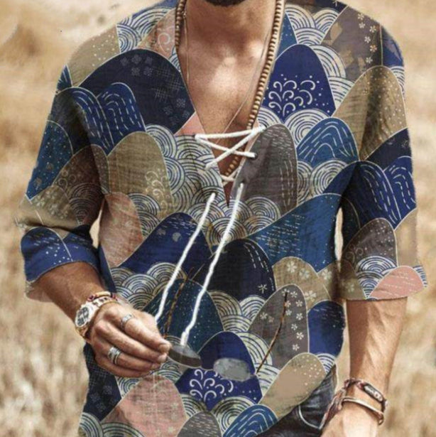 Colorful Patterned Boho Shirt for Men