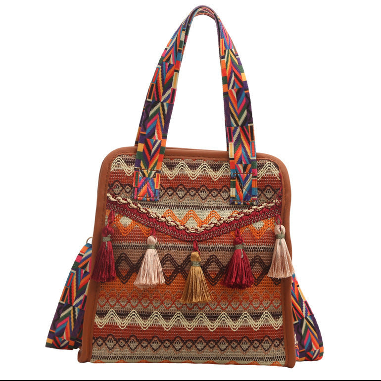 Colorful Pattern Cross Body Bag for Women brown