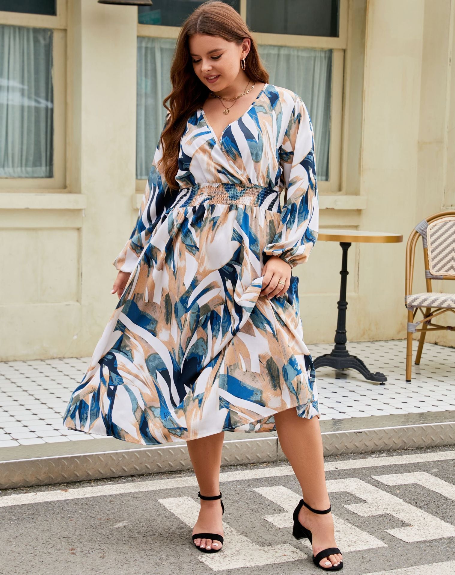 Colorful Print Dress for Plus Size Women