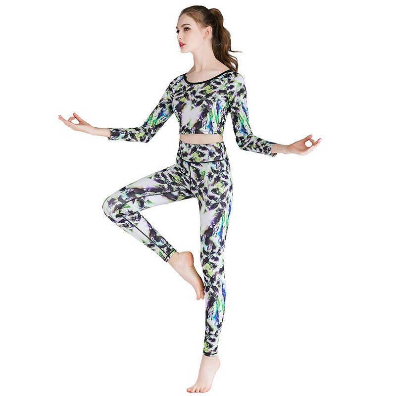 long Colorful Printed Yoga Outfit Set